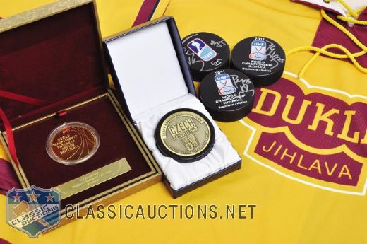 Petr Klimas Dukla Jihlava Old Timers Game-Worn Jersey and 2011 IIHF World Championships Collection