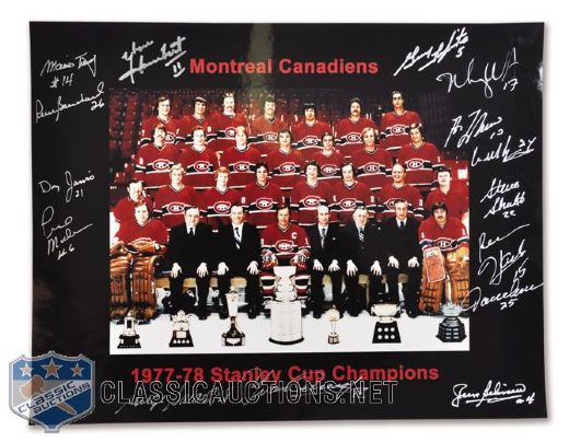Montreal Canadiens 1977-78 Stanley Cup Champions Team Photo Signed by 15