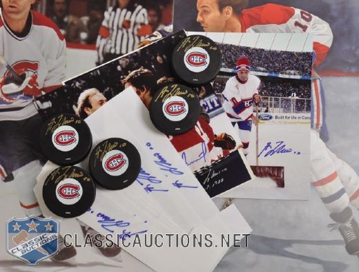 Guy Lafleur Autograph Collection of 20, Including Limited-Edition Glen Green Lithograph (21" x 28")