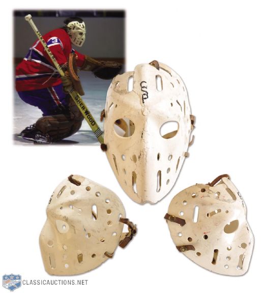Michel "Bunny" Larocque 1973-74 Montreal Canadiens Game-Worn Rookie Season Goalie Mask <br>- Photo-Matched!