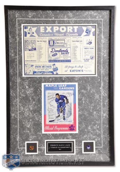 Toronto Maple Leafs 1946-47 Team-Signed Program Framed Display, Featuring Barilko (31" x 21")