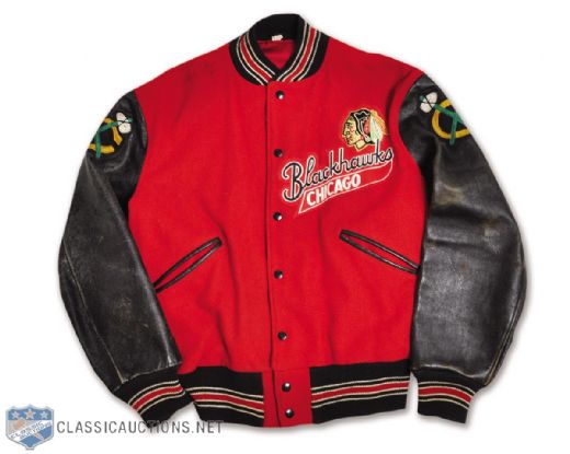 Gorgeous 1960s Chicago Black Hawks Jacket Gifted by Bill Wirtz