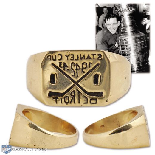 Sid Abels 1942-43 Detroit Red Wings Stanley Cup Championship 14K Gold Ring