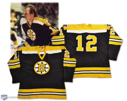 Wayne Cashmans 1973-74 Boston Bruins Game-Worn Jersey - Many Team Repairs!
