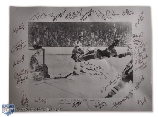 Vintage 1970 Bobby Orr "The Goal" Team-Signed Poster Printing Plate (20" x 26 3/4")