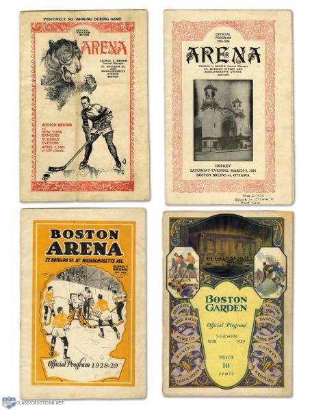 Boston Garden / Boston Bruins 1925-29 Program Collection of 4