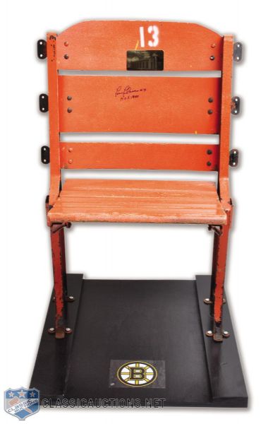 Boston Garden Orange Seat Signed by HOFer Fern Flaman