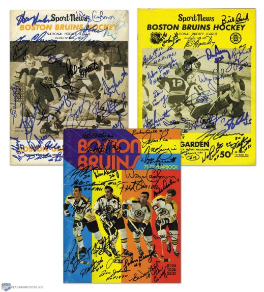 Boston Bruins 1968-72 Team-Signed Program / Yearbook Collection of 3