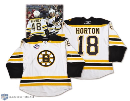 Nathan Hortons 2010-11 Boston Bruins NHL Premiere Prague Game-Worn Jersey with Team LOA <br>- Photo-Matched!