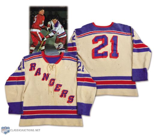 Camille Henrys Late-1950s New York Rangers Game-Worn Jersey - Many Team Repairs!