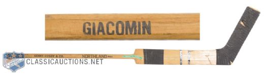 Eddie Giacomins Mid- to Late-1960s New York Rangers Northland Game-Used Stick