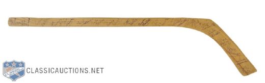 Lester Patricks 1937-38 New York Rangers Team-Signed Miniature Hockey Stick by 17 <br>Featuring 8 Deceased HOFers