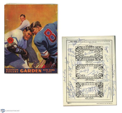 1953-54 New York Rangers Team-Signed Program by 27 with HOFer John Reed Kilpatrick