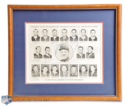 New York Rangers 1964-65 Team-Signed Framed Display (14 1/4" x 16 3/4")