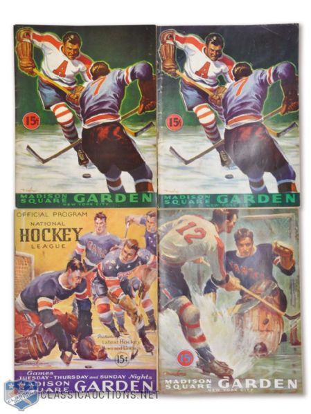 Madison Square Garden 1936-1942 Rangers and Americans Program Collection of 4