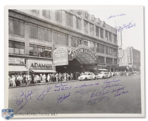 Madison Square Garden Photograph Autographed by 17 Rangers