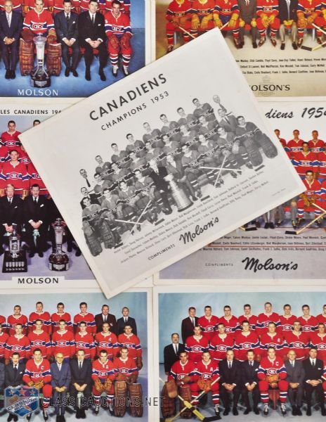 Montreal Canadiens 1953-65 MolsonsTeam Picture Collection of 7