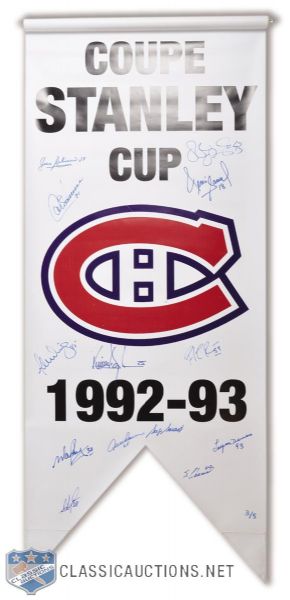 Montreal Canadiens Multi-Signed 1992-93 Stanley Cup Banner (20" x 48")