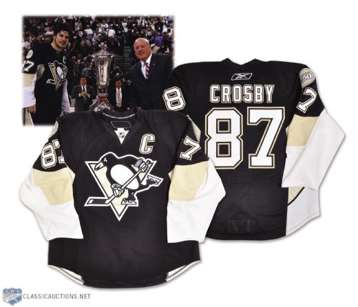 Sidney Crosbys 2007-08 Pittsburgh Penguins Game-Worn Playoffs Captains Jersey with Team LOA<br> - Photo-Matched!
