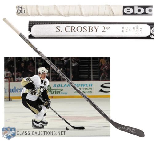 Sidney Crosbys Pittsburgh Penguins Reebook 11K Sickick Signed Game-Used Stick