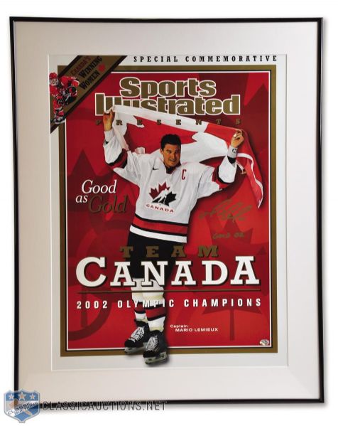 Mario Lemieux 2002 Olympics Team Canada Signed Framed Display (30" x 24")