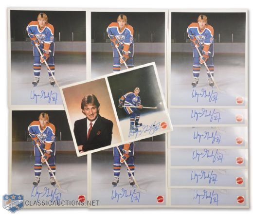Vintage Signed Collection of 11 Wayne Gretzky Mattel Photos