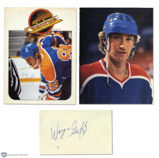Wayne Gretzky Edmonton Oilers Rookie-Era Autograph Collection of 3