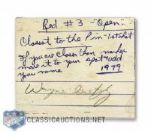 Wayne Gretzkys 1979 Signed "Closest to the Pin" Golf Contest Card (3" x 3 1/2")