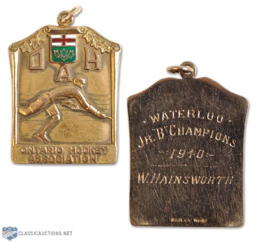 Bill Hainsworths 1940 Waterloo Siskins OHA Junior B Champions 10K Gold Medal
