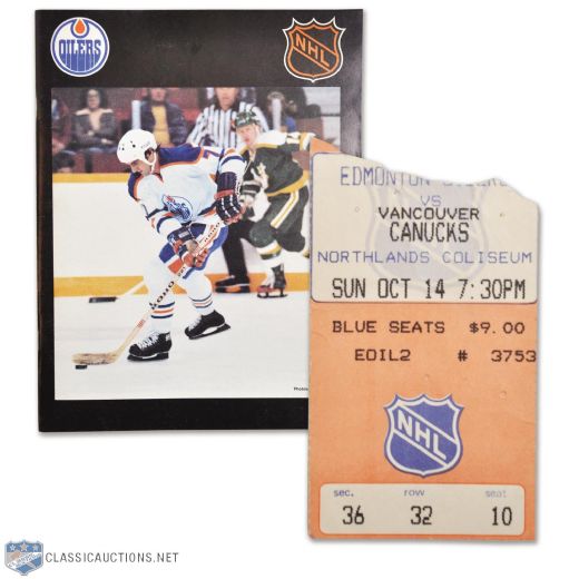 1979 Wayne Gretzkys 1st NHL Goal Program and Ticket