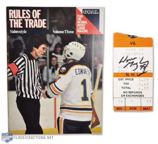 1982 Wayne Gretzky Scores His 77th, 78th and 79th Goals Program and Autographed Ticket