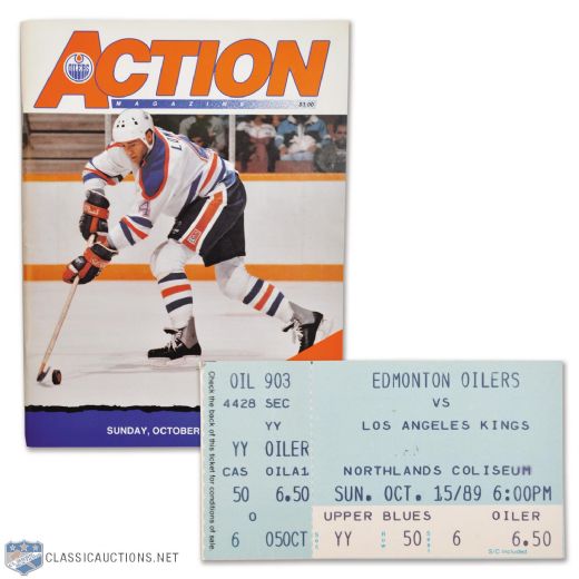 1989 Wayne Gretzky Becomes Top Scorer in NHL History Program and Ticket