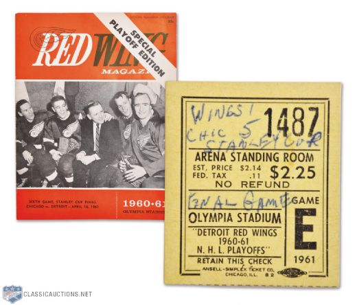 1961 Stanley Cup Final Program and Ticket - Cup-Winning Game