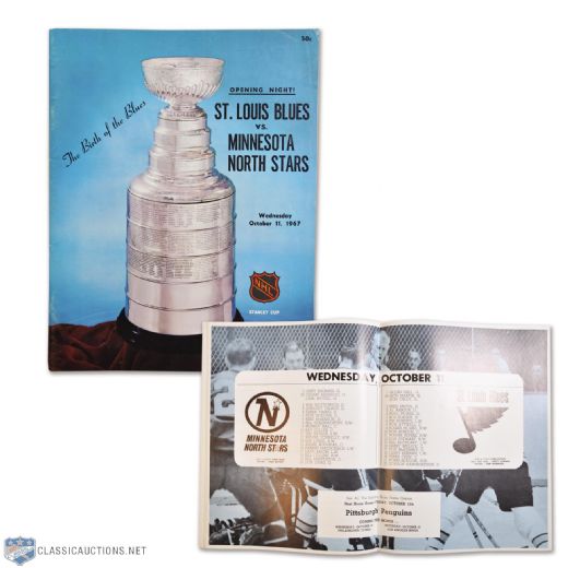 1967 St. Louis Blues and Minnesota North Stars 1st NHL Game Program