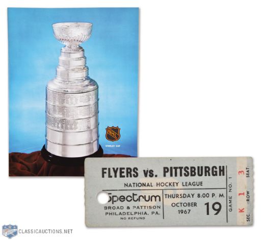 1967 First NHL Game in Philadelphia Program and Ticket