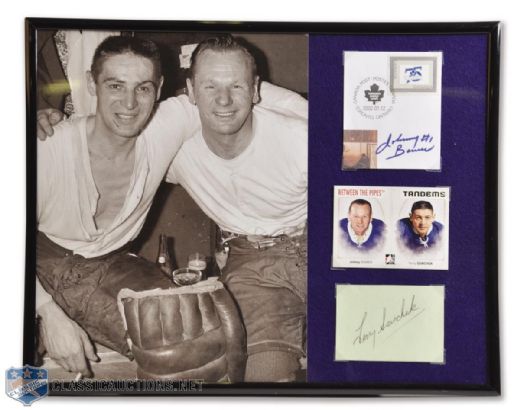 HOFers Terry Sawchuk and Johnny Bower Signed Framed Display