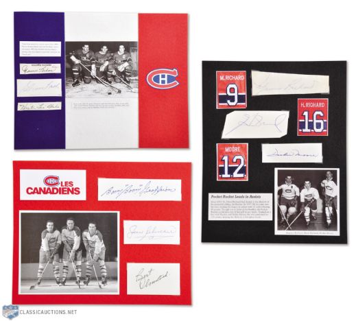 Montreal Canadiens Signed Displays (3), Featuring HOFers Blake, Geoffrion and Richard