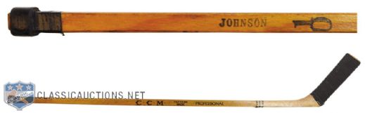 Tom Johnsons 1959-60 Stanley Cup Champion Montreal Canadiens Game-Used Stick Autographed by 13
