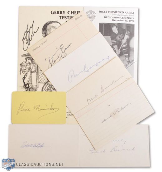 Hockey Autograph Collection of 12, Featuring Cowley, Mosienko, Brimsek and Orr