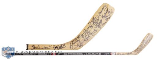 500-Goal Scorers Stick Autographed by 18, Featuring Gretzky, Richard and Howe