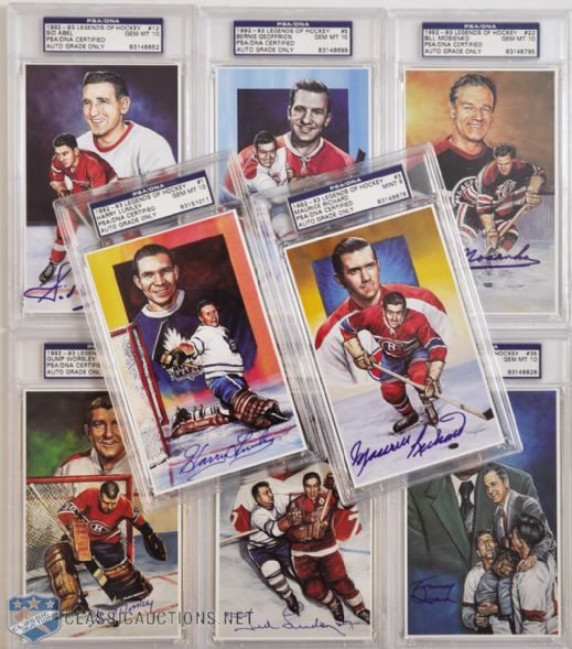 1992-96 Legends of Hockey PSA-Graded Signed Postcard Collection of 17