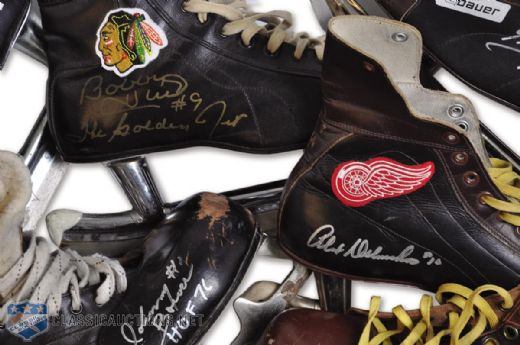 "Original Six" Hall of Famers Signed Hockey Skate Collection of 5