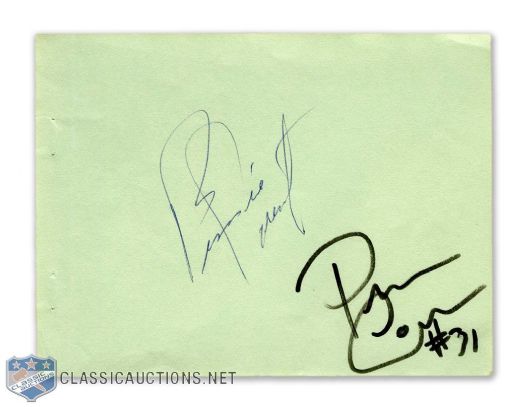 Pelle Lindbergh and Bernie Parent Autographed Booklet Page