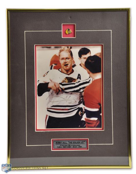 Brett and Bobby Hull Signed Framed Photo Collection of 3