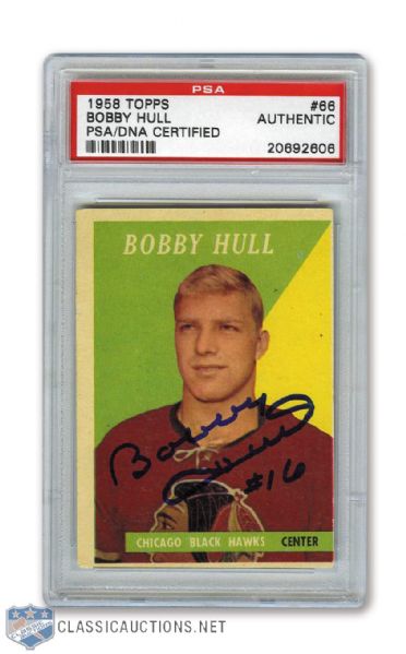 1958-59 Topps #66 HOFer Bobby Hull Signed Rookie Card - PSA/DNA Certified