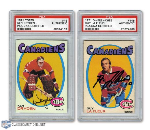 1971-72 OPC / Topps Guy Lafleur and Ken Dryden Signed Rookie Cards - Both PSA/DNA Certified