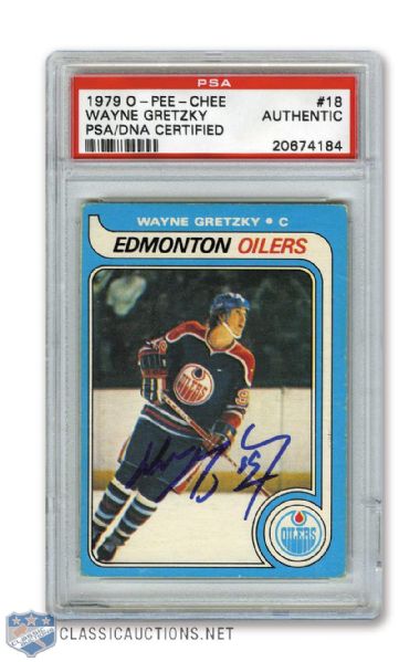 1979-80 OPC #18 HOFer Wayne Gretzky Signed Rookie Card - PSA/DNA Certified
