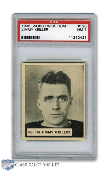 1937-38 World Wide Gum V356 #120 Jimmy Keiller RC - Graded PSA 7 - None Higher!