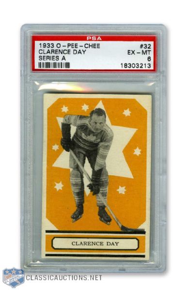 1933-34 O-Pee-Chee Series A #32 HOFer Clarence "Hap" Day - Graded PSA 6