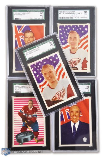 1963-64 Parkhurst NM to Mint Graded SGC-Graded Card Collection of 5